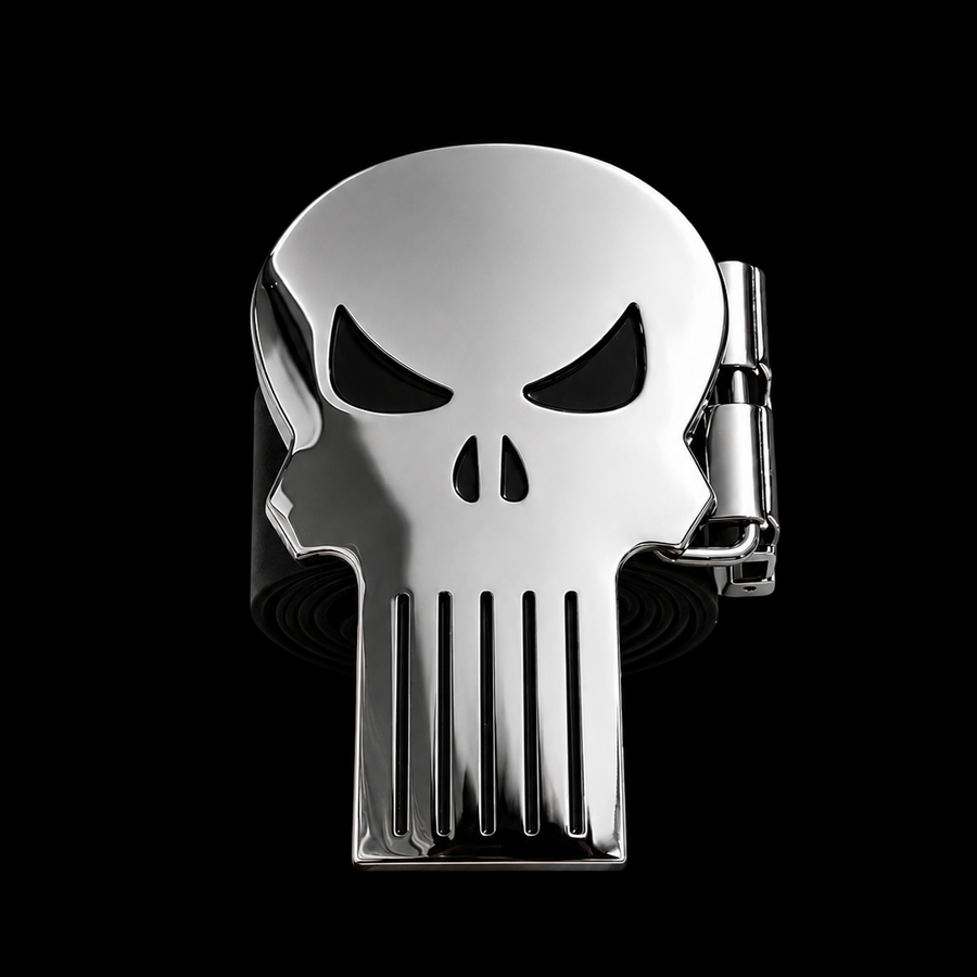 Punisher Belt Buckle with Black Belt