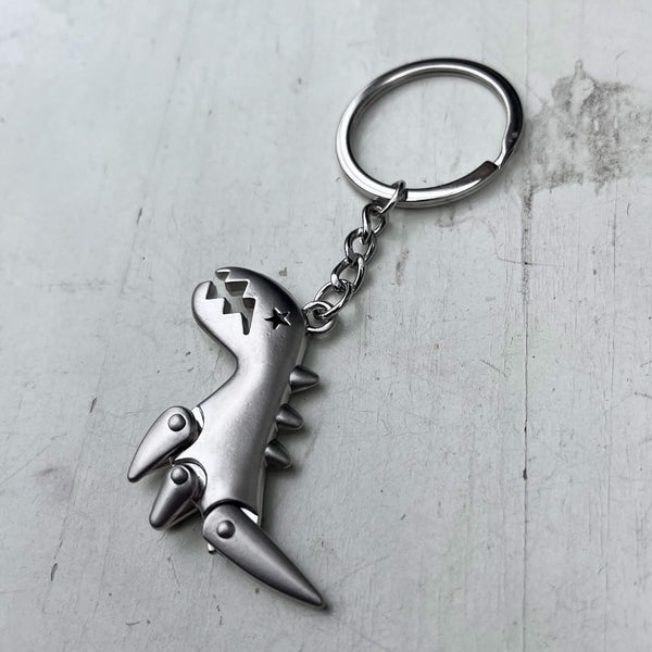 Silver Dinosour Keychain
