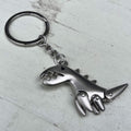 Silver Dinosour Keychain