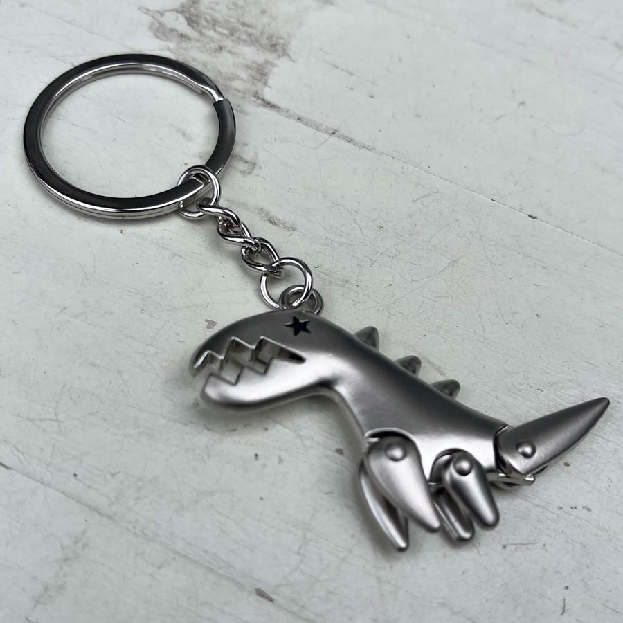 Silver Dinosour Keychain