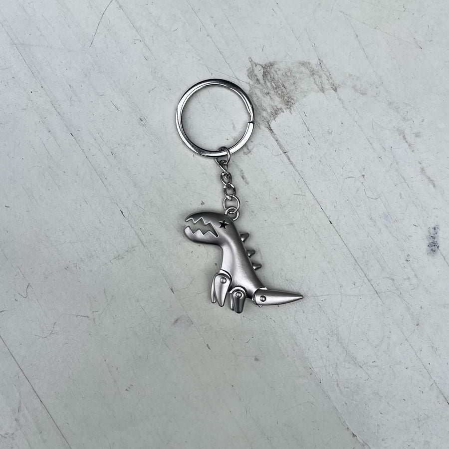 Silver Dinosour Keychain