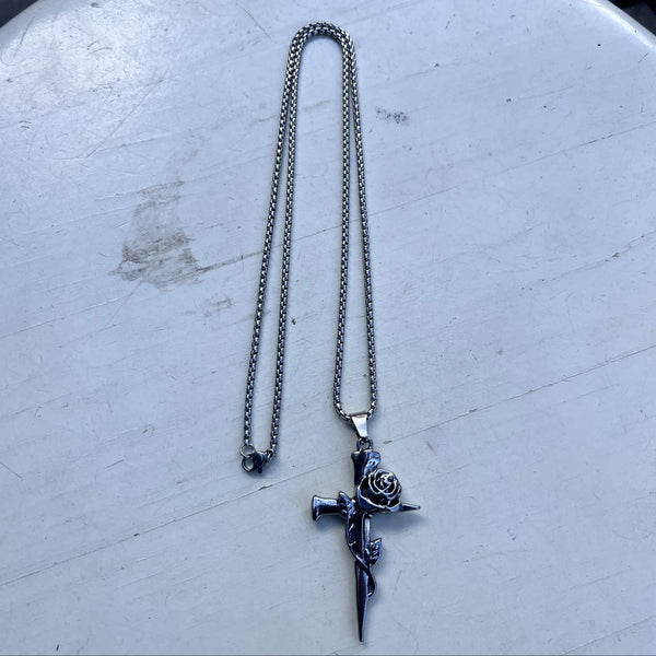 Cross Rose Pendant