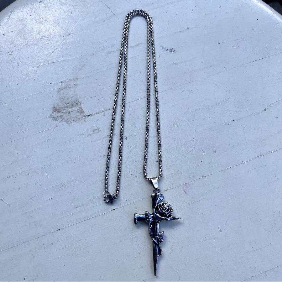 Cross Rose Pendant