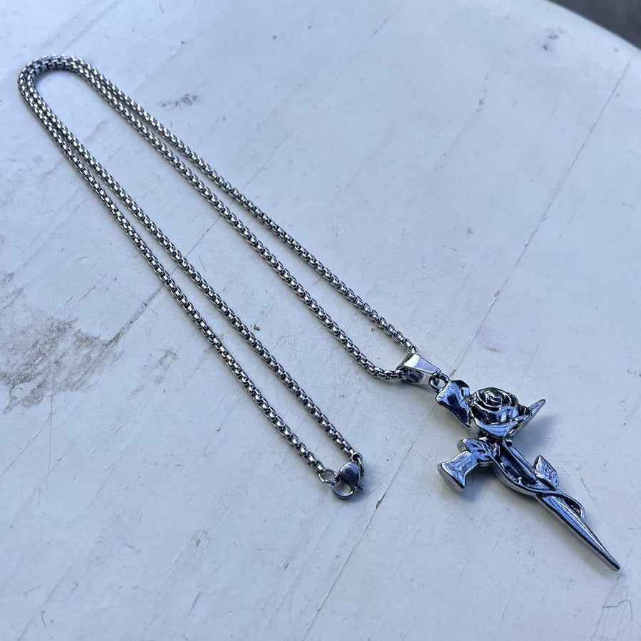 Cross Rose Pendant