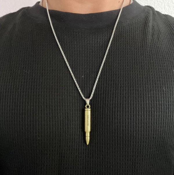 Gold Bullet Pendant Necklace