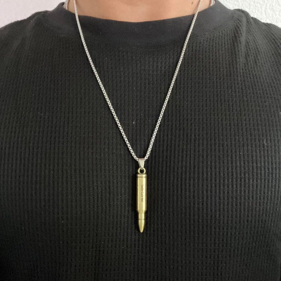 Gold Bullet Pendant Necklace