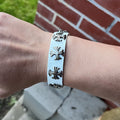 Leather Chrome Crossed Bracelet