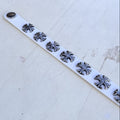 Leather Chrome Crossed Bracelet