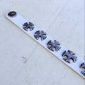 Leather Chrome Crossed Bracelet
